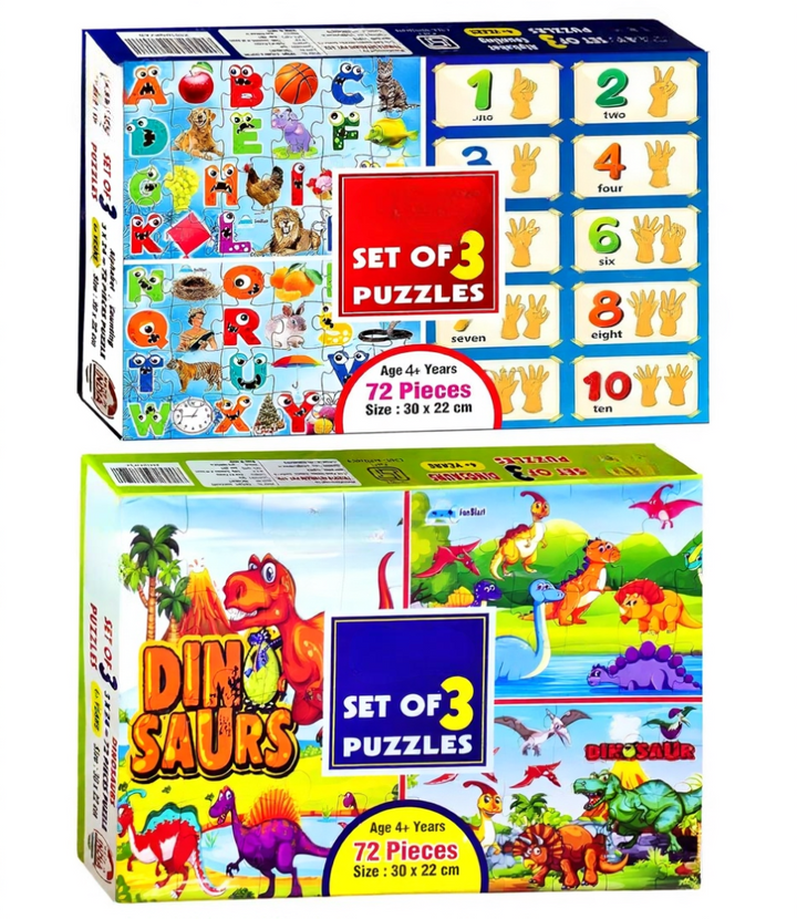 FunBlast Set of 6 Wooden Puzzle - ABC, 123, Fruits, Numbers, Animals, Vehicles & Alphabet (1-3 Years)