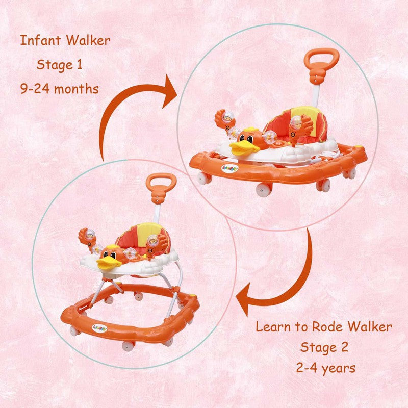 Musical Activity Walker With Parent Rod (Orange)