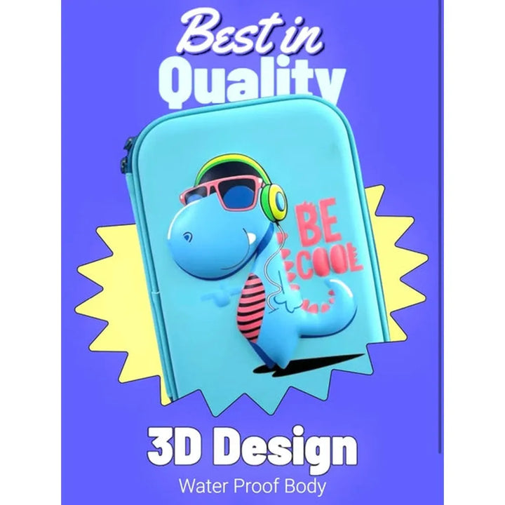 Be Cool Dinosaur Hardtop Pencil Case for Kids - Sky Blue