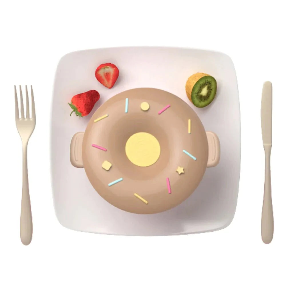 Kids Stainless Steel Donut Shaped Double insulated Lunch Box (Beige)