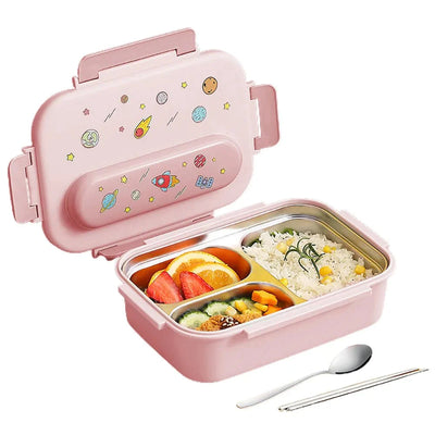 Insulated Asrotonaut Themed Lunch Box with Lunch Box Cover (Light Pink)