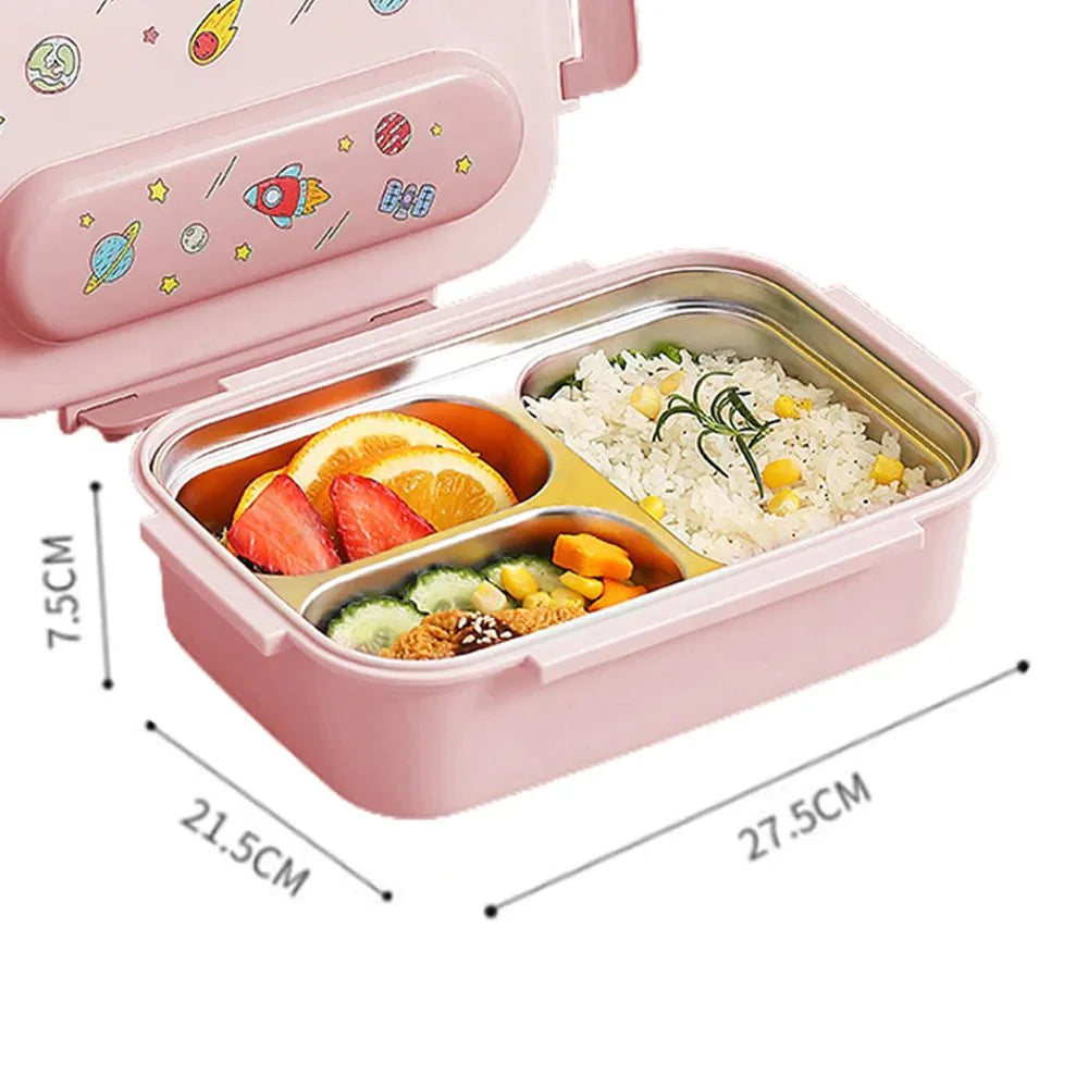 Kids Tiffin Lunch Box with Insulated Lunch Box Cover, Light Pink