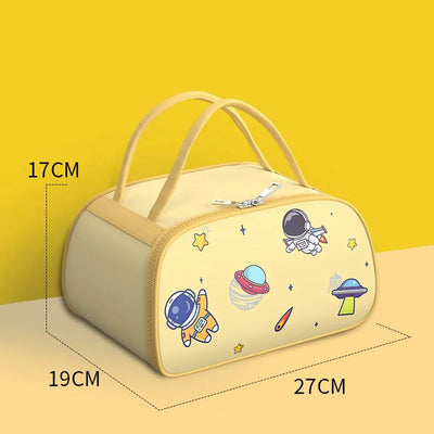 Insulated Astronaut Themed Lunch Box with Lunch Box Cover (Yellow)