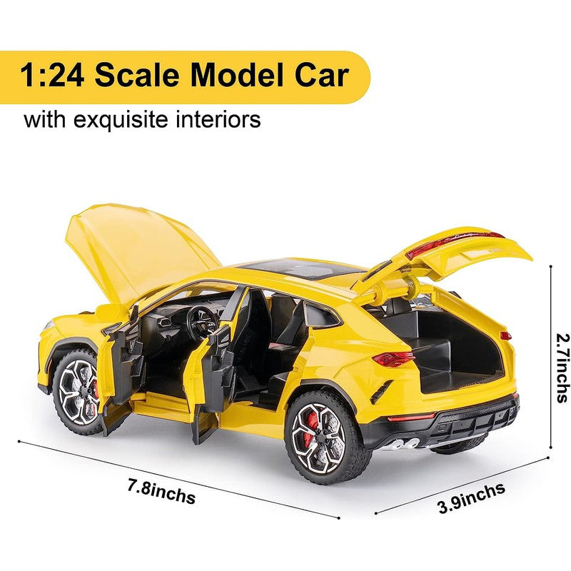 Resembling Lamborghini Urus Diecast Metal Car with Smoke Simulation, Pullback Function, Light, Sound & Openable Doors | 1:24 Scale Model