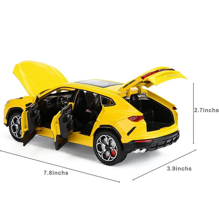 Resembling Lamborghini Urus Diecast Metal Car with Smoke Simulation, Pullback Function, Light, Sound & Openable Doors | 1:24 Scale Model