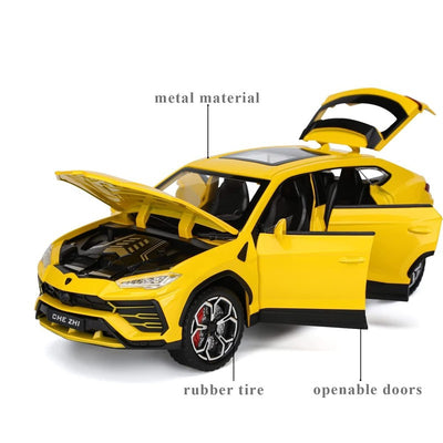 Resembling Lamborghini Urus Diecast Metal Car with Smoke Simulation, Pullback Function, Light, Sound & Openable Doors | 1:24 Scale Model