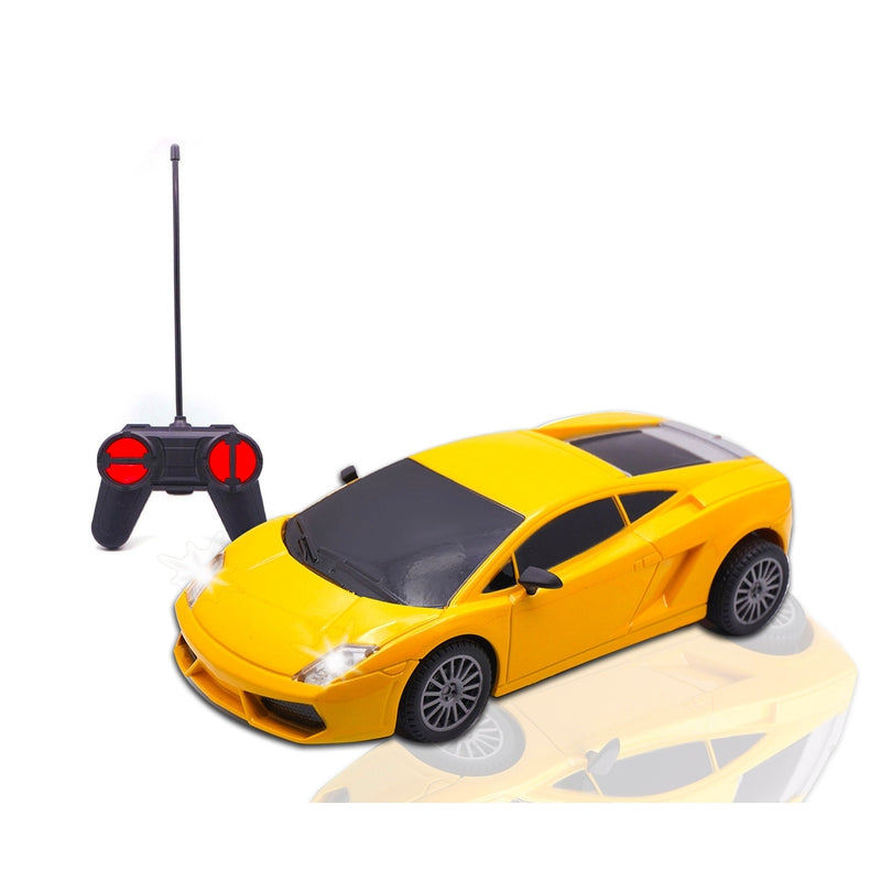 Rechargeable High Speed Remote Control Mini Car Resembling Lamborghini with Lithium Battery for Kids (Scale 1:24) - Yellow