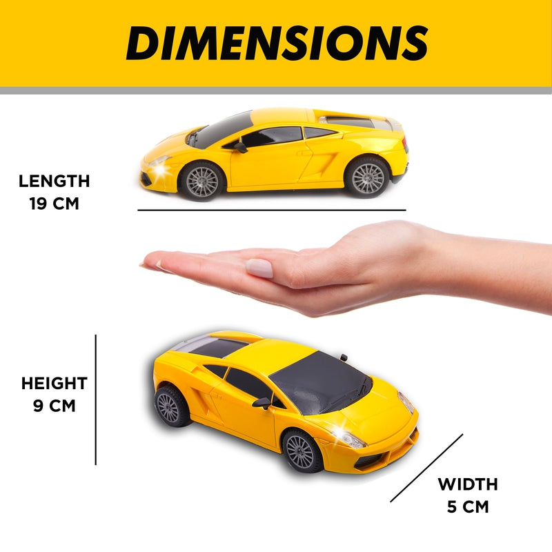 Rechargeable High Speed Remote Control Mini Car Resembling Lamborghini with Lithium Battery for Kids (Scale 1:24) - Yellow