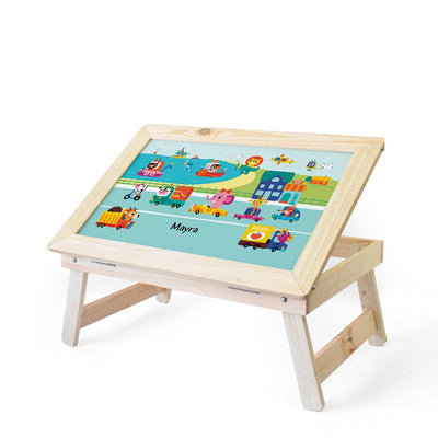 Personalised Wooden Foldable Desk with a Canvas Cotton Handle (COD Not Available)