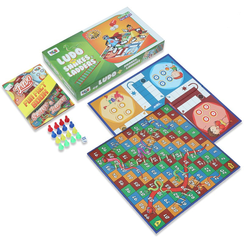 Ludo with Snakes & Ladders - (Educational Fun Fact Book Inside)