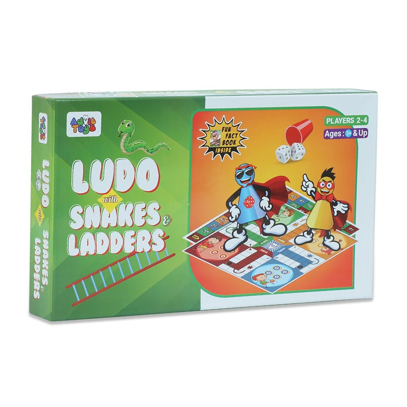 Ludo with Snakes & Ladders - (Educational Fun Fact Book Inside)