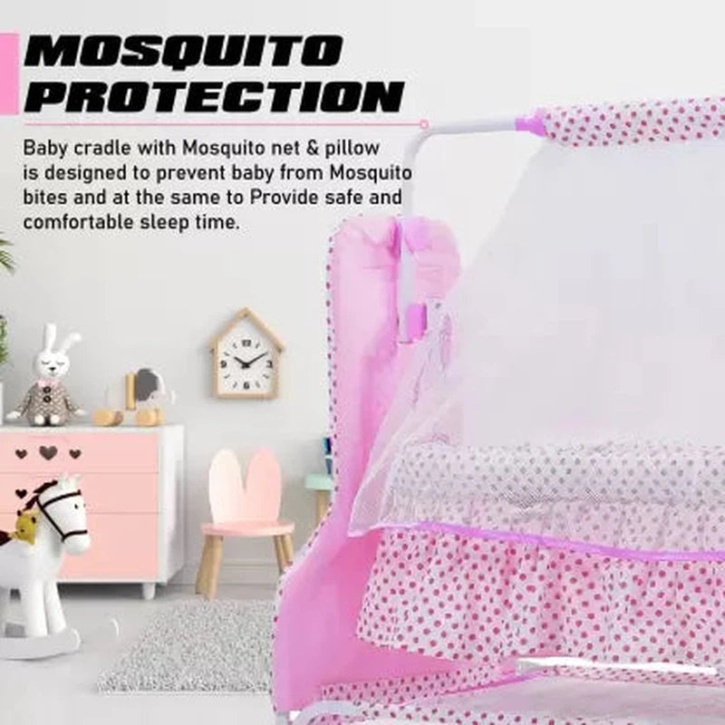 Cute Panda Face Baby Cradle With Swing Lock Function (Pink) | COD not Available