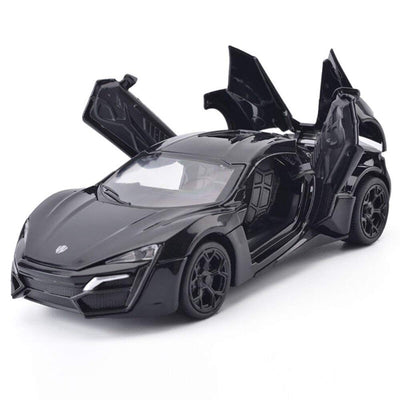 Resembling Lykan Hypersport Diecast Metal Car with Pullback Function, Light, Sound & Openable Doors | 1:32 Scale Model