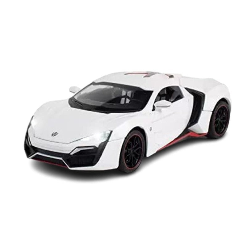 Resembling Lykan Hypersport Diecast Metal Car with Pullback Function, Light, Sound & Openable Doors | 1:24 Scale Model