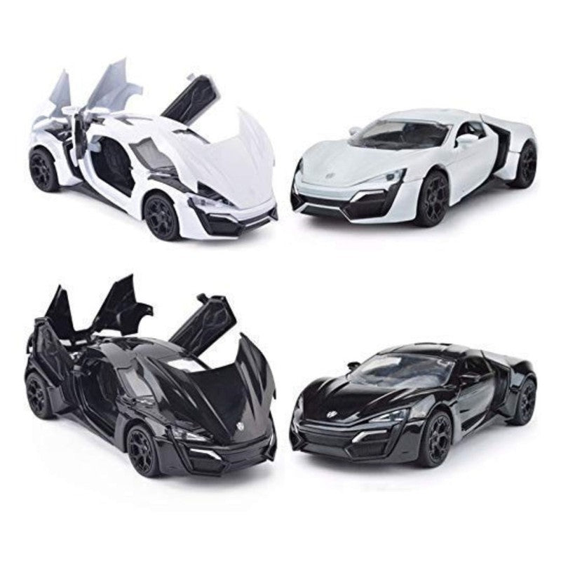 Resembling Lykan Hypersport Diecast Metal Car with Pullback Function, Light, Sound & Openable Doors | 1:24 Scale Model