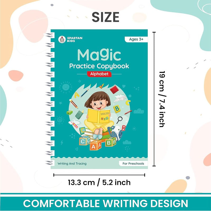 Complete Magic Practice Copybook Set (10 Refills, 1 Pen, and 1 Grip) - Number Tracing Book for Kids (Set of 4)