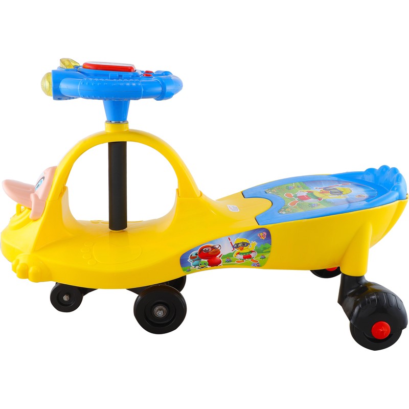 Manual Ride Dashing Duck Face Zig Zag Magic Twist Car Ride on (Blue, Yellow)