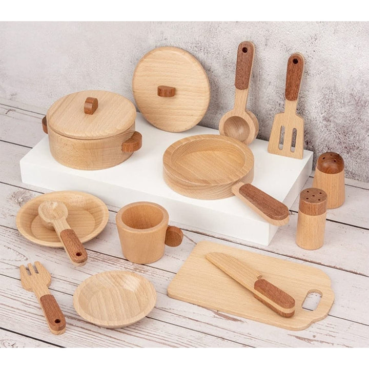 Wooden Natural Cooking Kitchen Set PREMIUM Toy for Kids Vegetable Colored safe