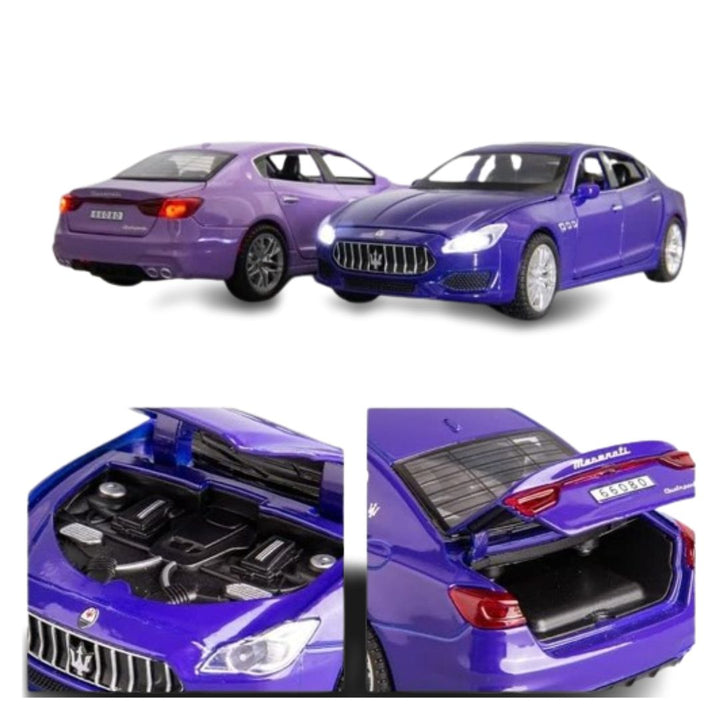 Resembling Maserati Quattroporte Coupe Diecast Metal Car with Pullback Function, Light, Sound & Openable Doors | 1:32 Scale Model