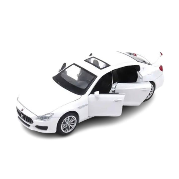 Resembling Maserati Quattroporte Coupe Diecast Metal Car with Pullback Function, Light, Sound & Openable Doors | 1:32 Scale Model