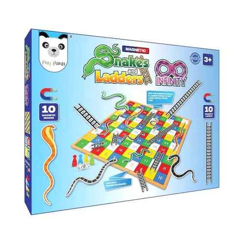 Play Panda Magnetic Snakes & Ladders Infinity (Small) - Use the Magnetic Snake & Magnetic Ladder Pieces to Set a New Board