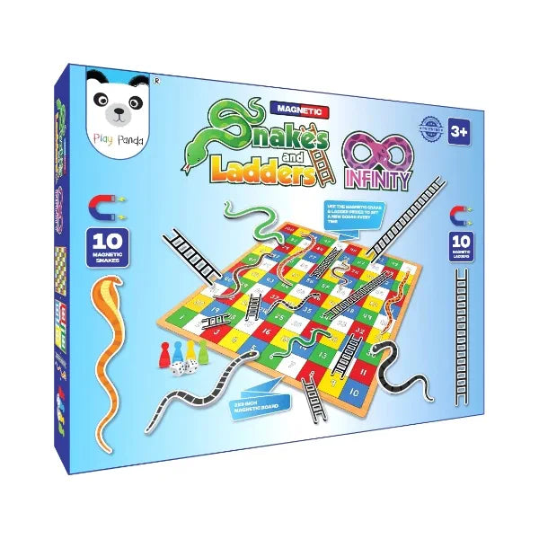 Play Panda Magnetic Snakes & Ladders Infinity (Small) - Use the Magnetic Snake & Magnetic Ladder Pieces to Set a New Board