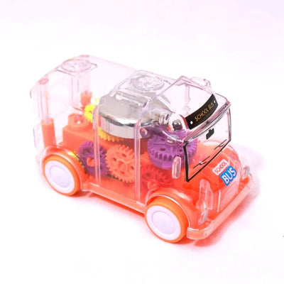 Transparent Mini School Bus Toy with Tinkling Sound And Lights