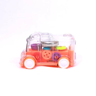 Transparent Mini School Bus Toy with Tinkling Sound And Lights