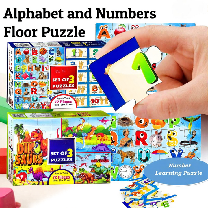 FunBlast Set of 6 Wooden Puzzle - ABC, 123, Fruits, Numbers, Animals, Vehicles & Alphabet (1-3 Years)