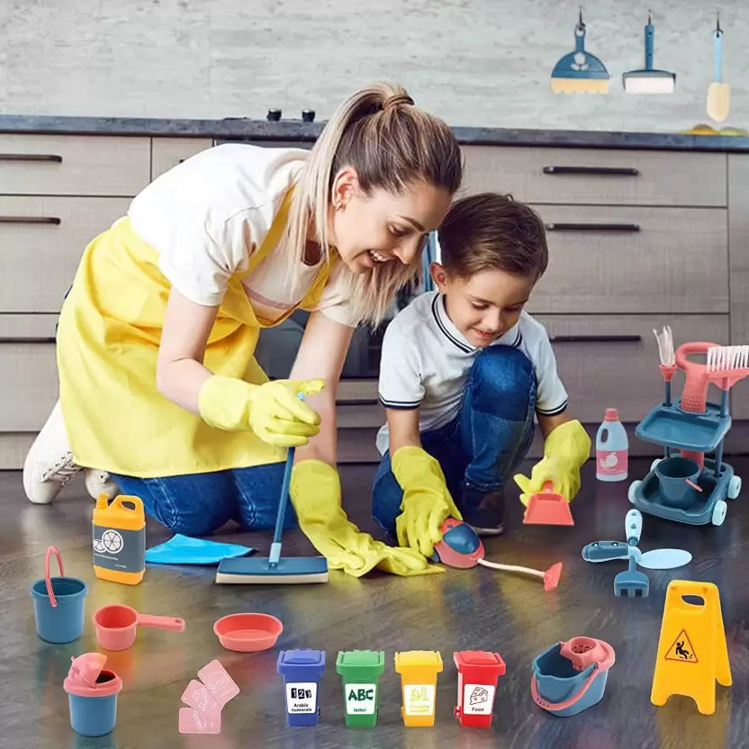 Pretend Play Cleaning Set For Kids (Mini House Keeping Toys Playset)