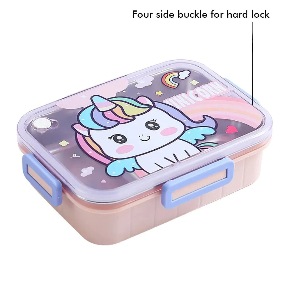 Unicorn Theme Stainless Steel Lunch Box (Pink) | Mini Size