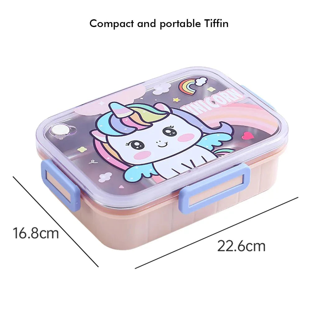 Unicorn Theme Stainless Steel Lunch Box (Pink) | Mini Size