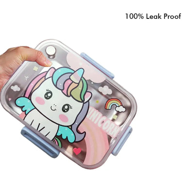 Unicorn Theme Stainless Steel Lunch Box (Pink) | Mini Size