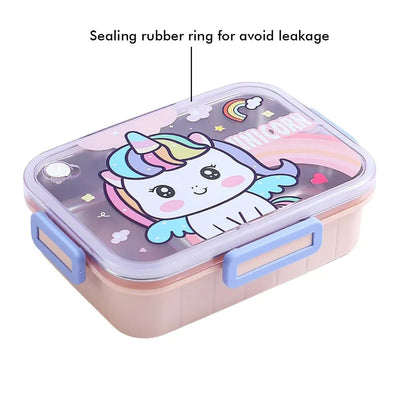 Unicorn Theme Stainless Steel Lunch Box (Pink) | Mini Size