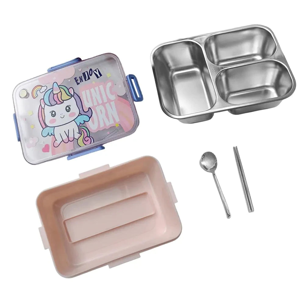 Unicorn Theme Stainless Steel Lunch Box (Pink) | Mini Size