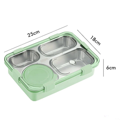 Transparent Lid Double Lock Stainless Steel Lunch Box (Mint Green)