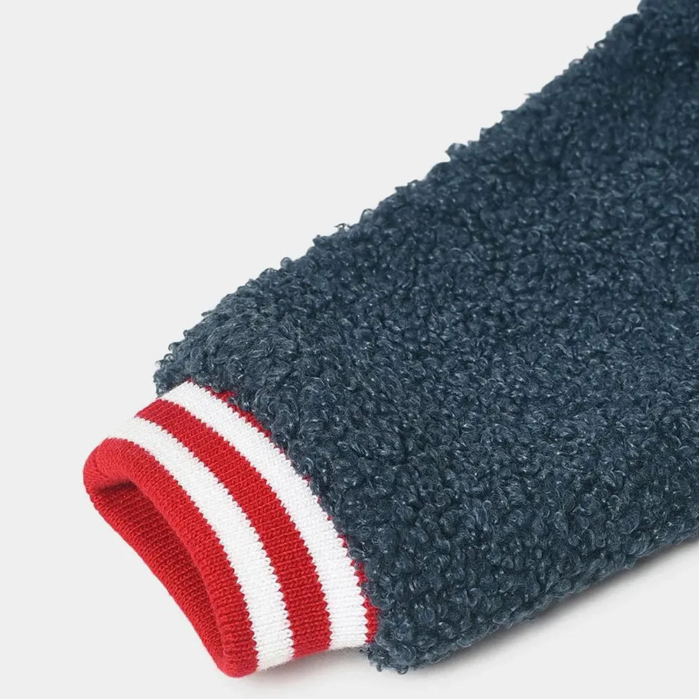 Mi Arcus Sherpa Jacket with Stand-Up Collar, Ribbed Cuffs