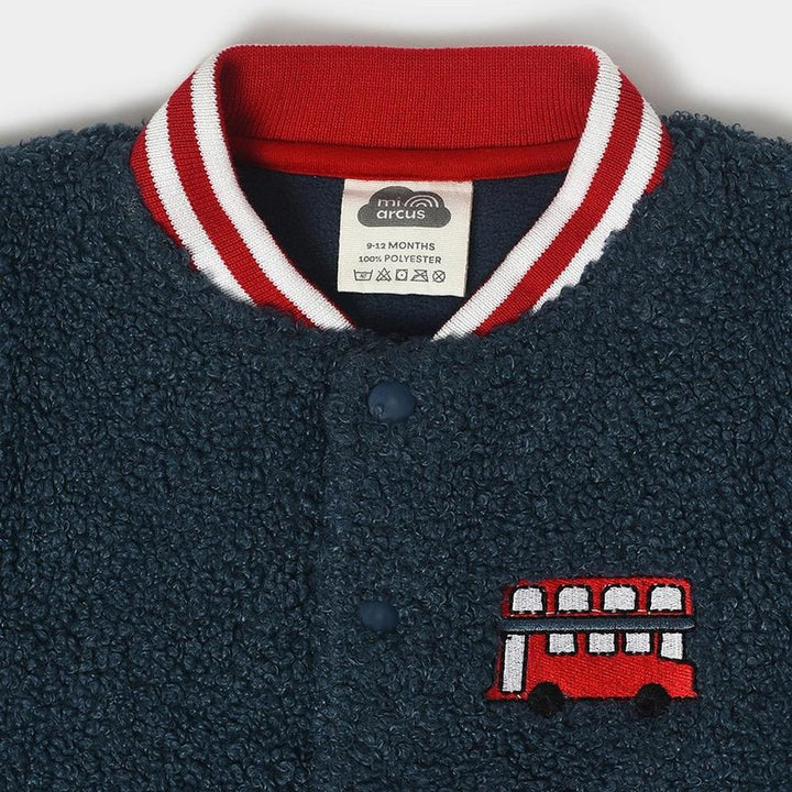 Mi Arcus Sherpa Jacket with Stand-Up Collar, Ribbed Cuffs