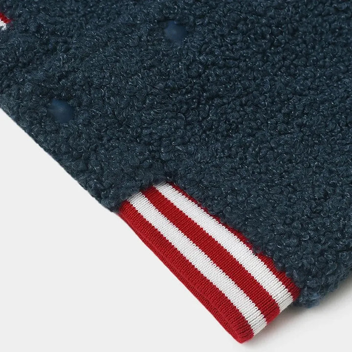 Mi Arcus Sherpa Jacket with Stand-Up Collar, Ribbed Cuffs