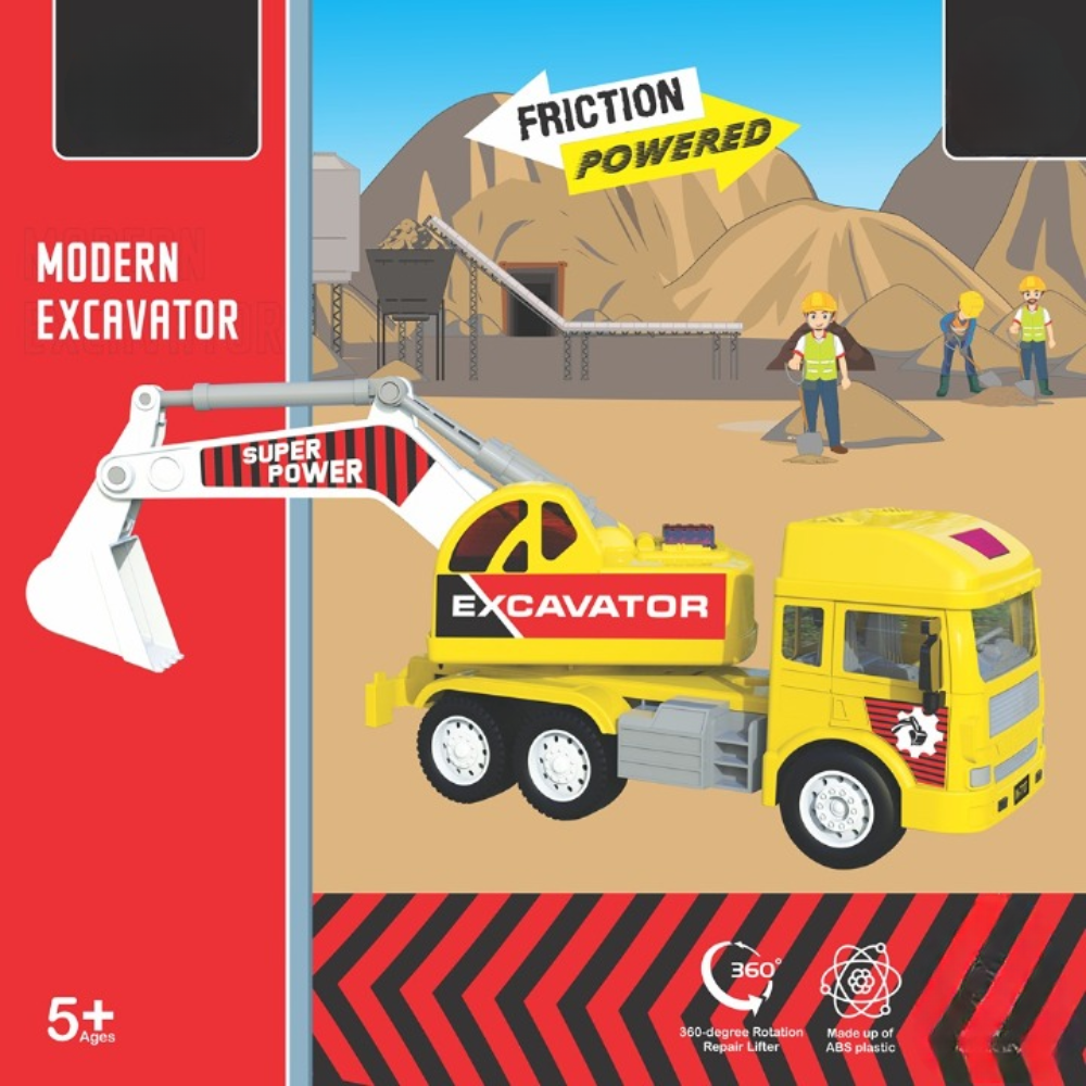 Friction Powered Realistic Modern Excavator Toy