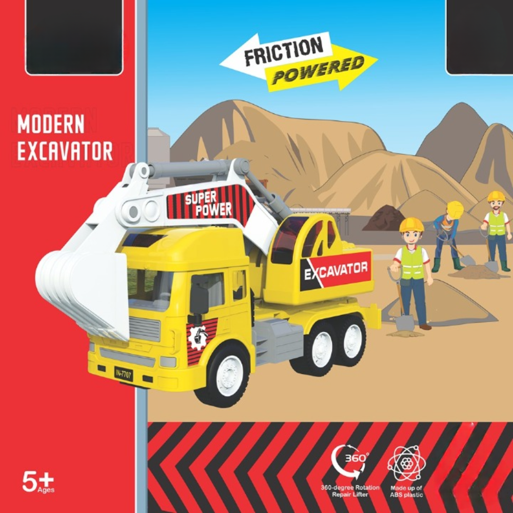 Friction Powered Realistic Modern Excavator Toy