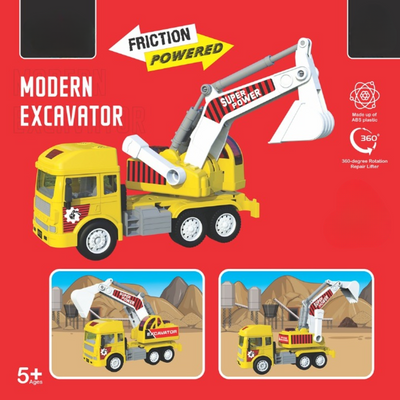 Friction Powered Realistic Modern Excavator Toy