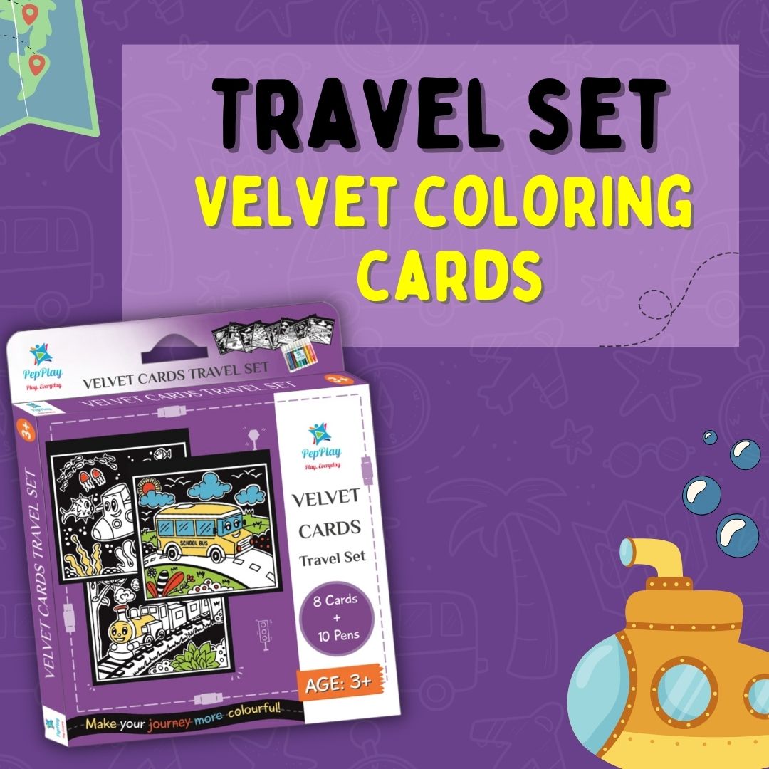 Velvet Colouring Cards - Travel Theme (4-8 Years)