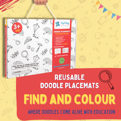 Doodle Placemats Set – Find & Color Series (DIY Drawing Kit)