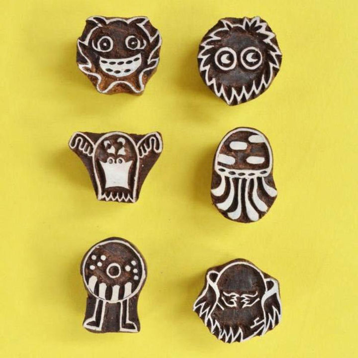 Shumee Monster Theme 6 Wooden Stamps Set (3-8 Years)