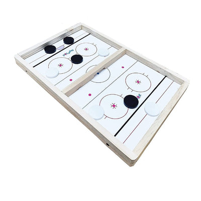 2 in 1 Fast Sling Puck Game String Hockey With 10 Strikers | Tabletop Battles Games & Wooden Writing Board For Kids