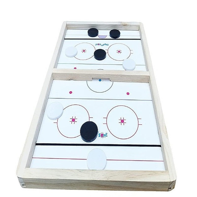 2 in 1 Fast Sling Puck Game String Hockey With 10 Strikers | Tabletop Battles Games & Wooden Writing Board For Kids