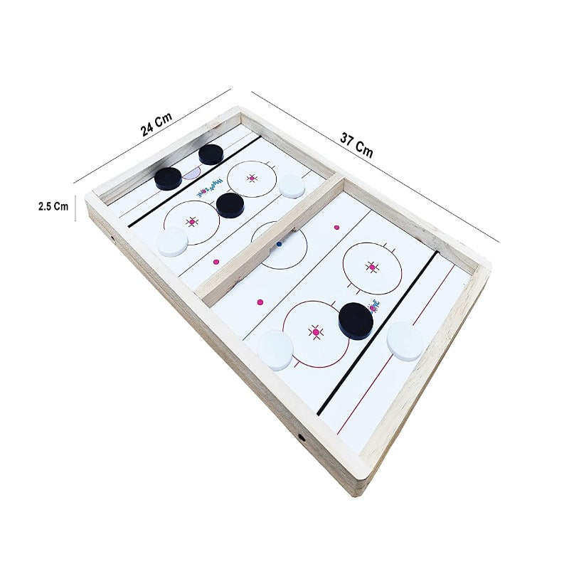 2 in 1 Fast Sling Puck Game String Hockey With 10 Strikers | Tabletop Battles Games & Wooden Writing Board For Kids