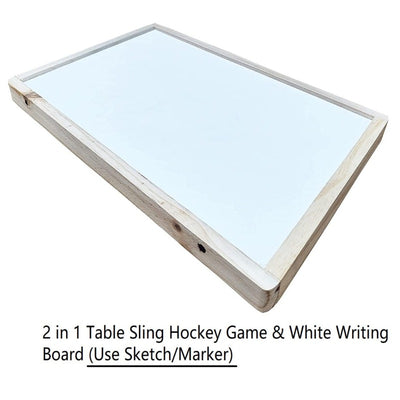 2 in 1 Fast Sling Puck Game String Hockey With 10 Strikers | Tabletop Battles Games & Wooden Writing Board For Kids