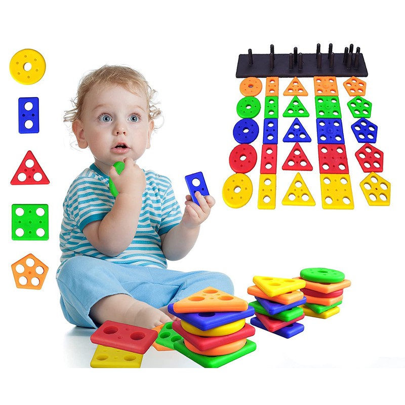 Plastic Angle Geometrical Shapes Stacking Plastic Shape Sorter Montessori Game Puzzle Stacking Toy Set For Kids